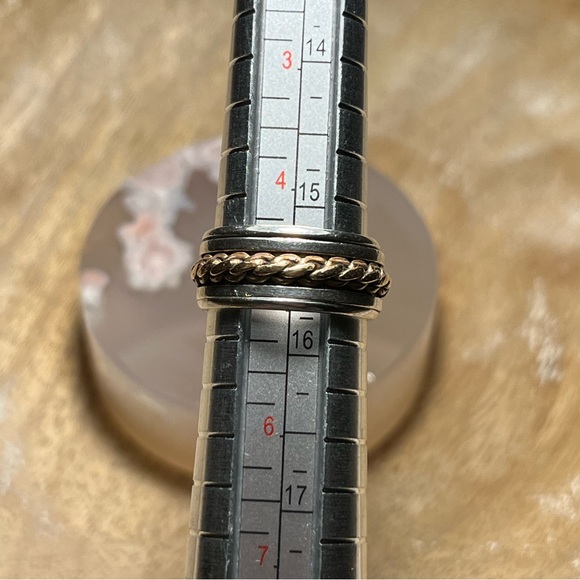 Two-tone Rope Braided 925 Sterling Silver Spinner Ring - Picture 8 of 8